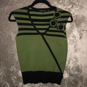 BCBGMaxAzria Green Blouse with Floral Accent